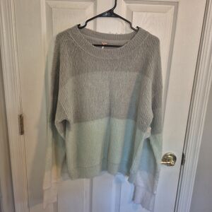 Free People Womens Autumn Sky Cloud Striped Pullover Sweater Wool Blend